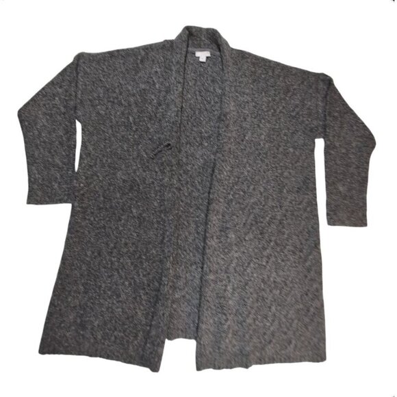 J. Jill Sweater Cardigan Open-Front Cotton Alpaca Long Chunky Knit Gray Medium - Picture 1 of 11